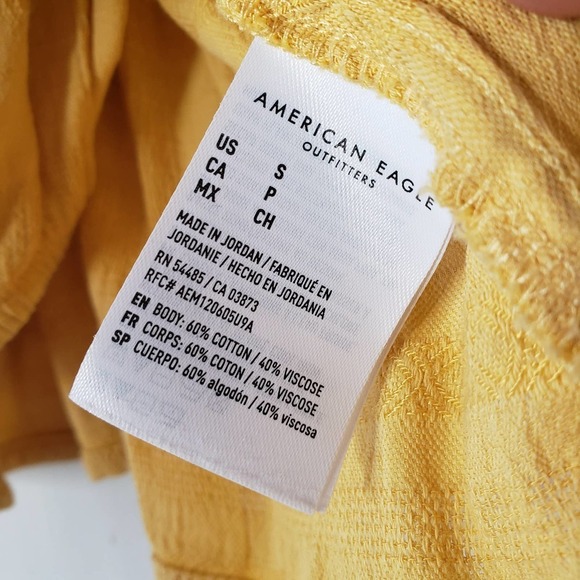 American Eagle Cropped Button Front Tank Top Peasant S Mustard Yellow - Picture 7 of 7